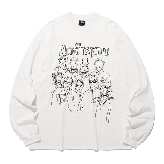 Nice Ghost Club Monster Family Big Big Long Sleeve Tee [White]