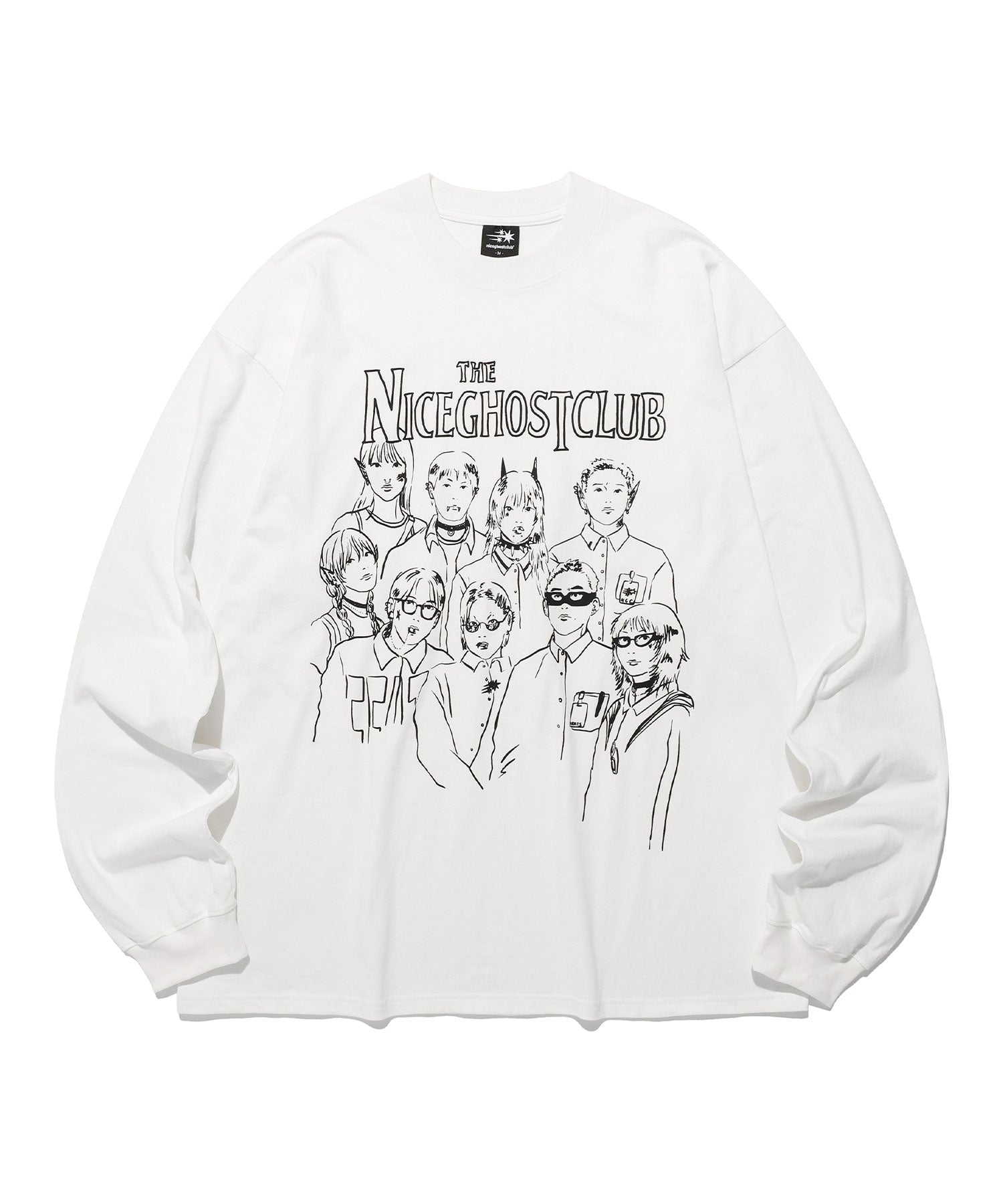 Nice Ghost Club Monster Family Big Big Long Sleeve Tee [White]