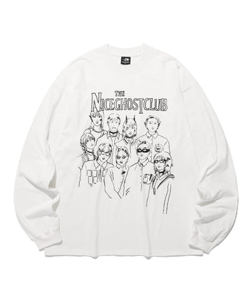 Nice Ghost Club Monster Family Big Big Long Sleeve Tee [White]
