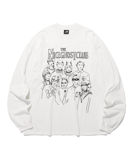 Nice Ghost Club Monster Family Big Big Long Sleeve Tee [White]