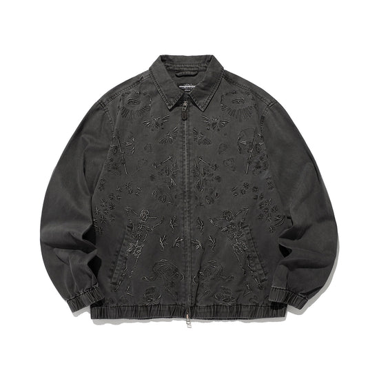Nice Ghost Club Tattoo Harrington Dyed Jacket [Black]