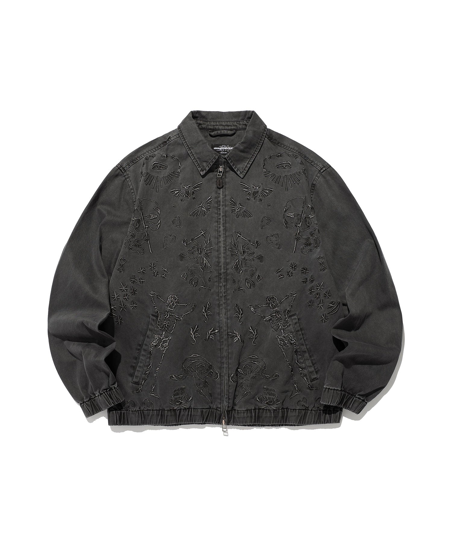 Nice Ghost Club Tattoo Harrington Dyed Jacket [Black]