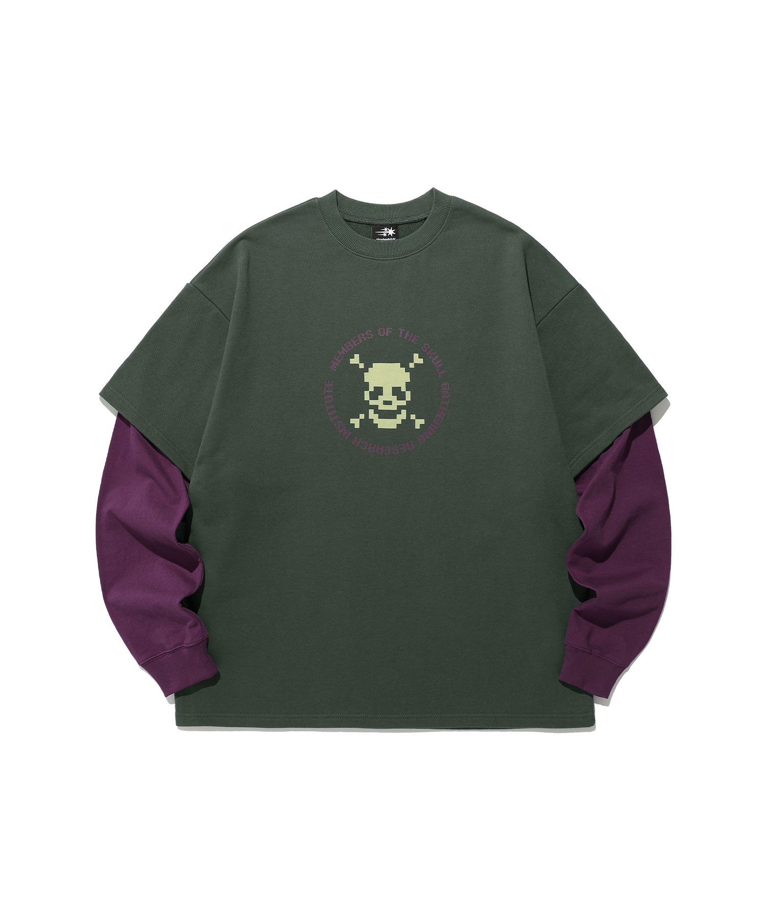 Nice Ghost Club Pixel Skeleton Layered Sweatshirt [Khaki]