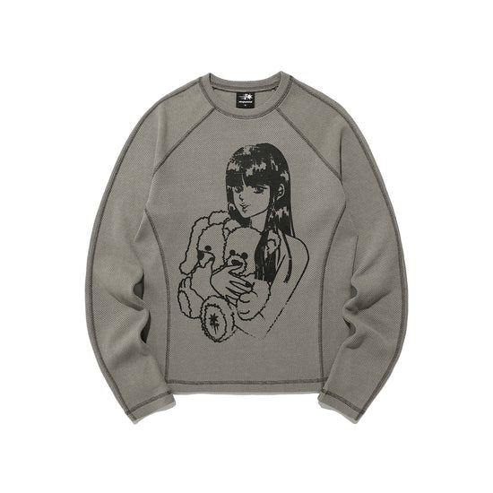 Nice Ghost Club Doll and the Girl Waffle Long Sleeve Tee
