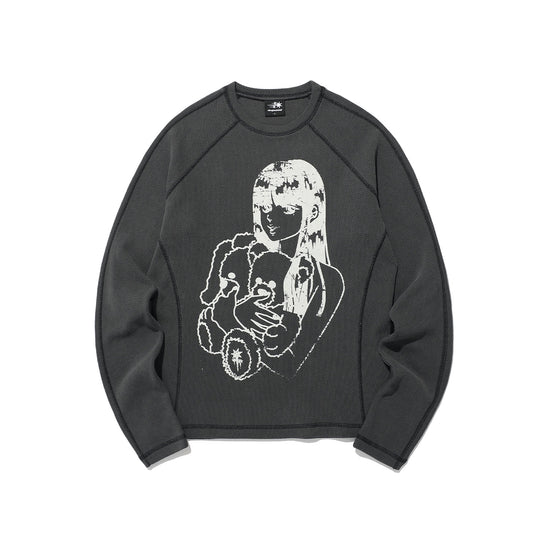 Nice Ghost Club Doll and the Girl Waffle Long Sleeve Tee