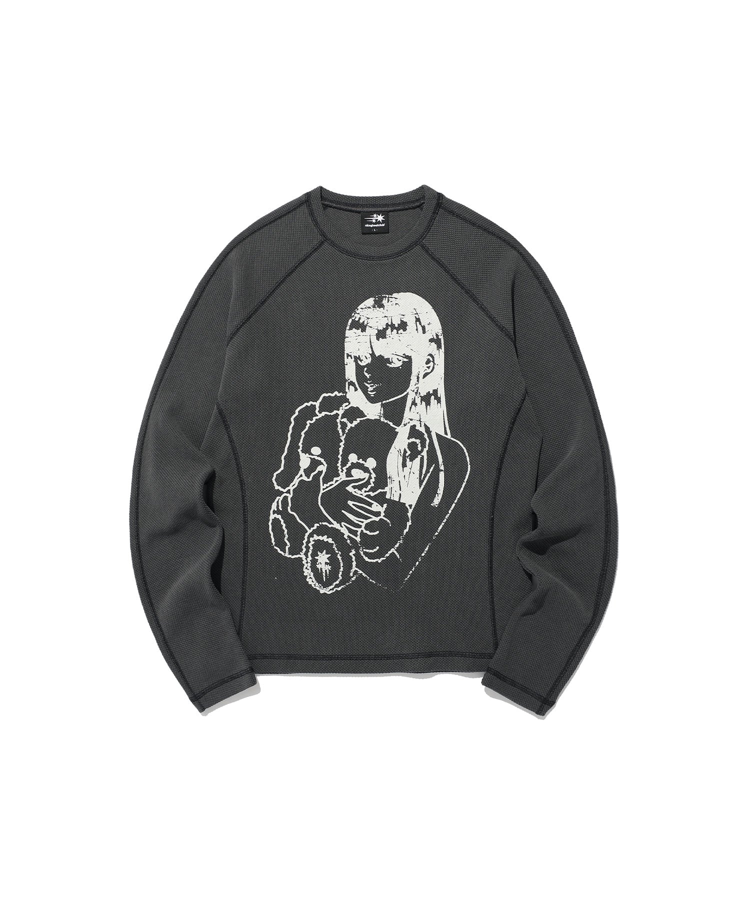 Nice Ghost Club Doll and the Girl Waffle Long Sleeve Tee