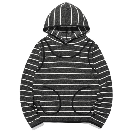 Nice Ghost Club Stripe Sleeveless Hoodie [Charcoal]