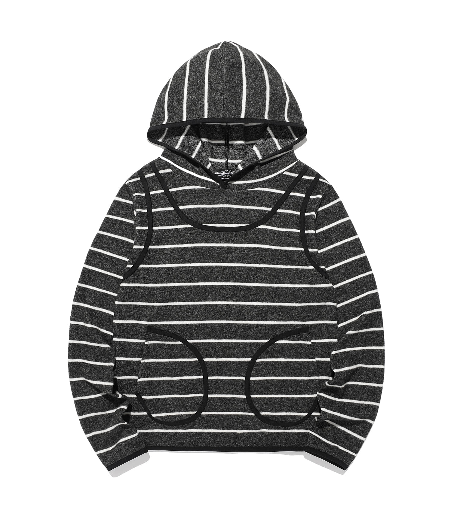 Nice Ghost Club Stripe Sleeveless Hoodie [Charcoal]