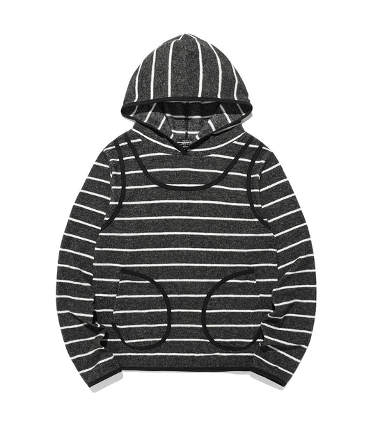 Nice Ghost Club Stripe Sleeveless Hoodie [Charcoal]