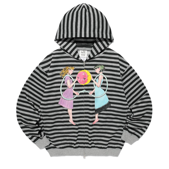 Nice Ghost Club Gakiya Isamu Stripe Hoodie Zip Up [Grey]