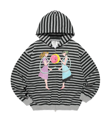 Nice Ghost Club Gakiya Isamu Stripe Hoodie Zip Up [Grey]