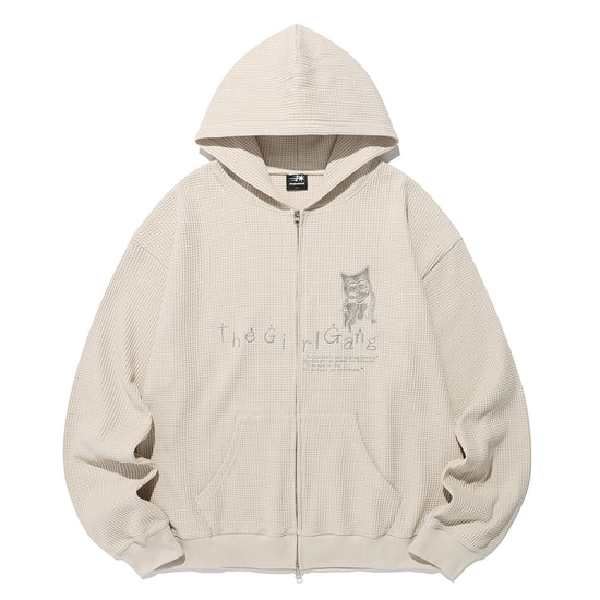 Nice Ghost Club The Girl Gang Waffle Hoodie Zip-Up