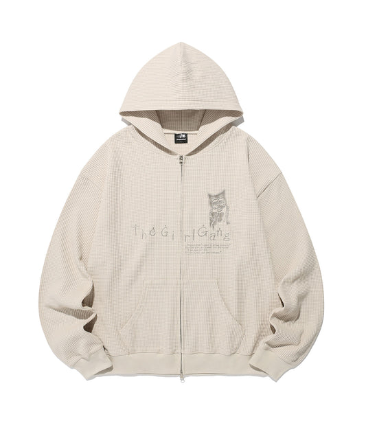 Nice Ghost Club The Girl Gang Waffle Hoodie Zip-Up