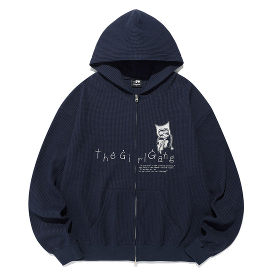 Nice Ghost Club The Girl Gang Waffle Hoodie Zip-Up