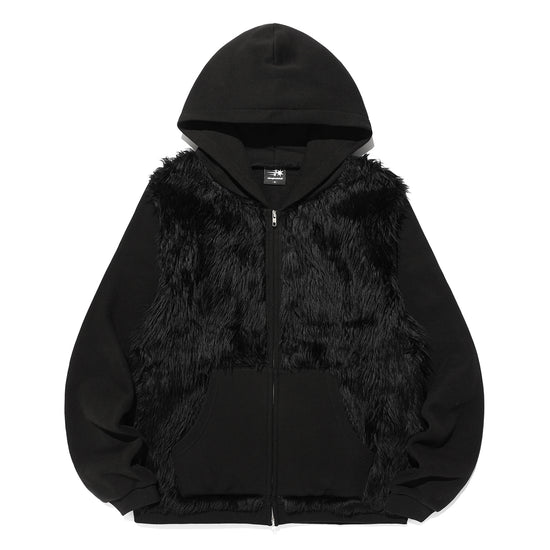 Nice Ghost Club Fur Yeti Zip-Up Hoodie [Black]