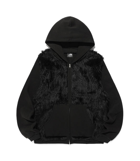 Nice Ghost Club Fur Yeti Zip-Up Hoodie [Black]
