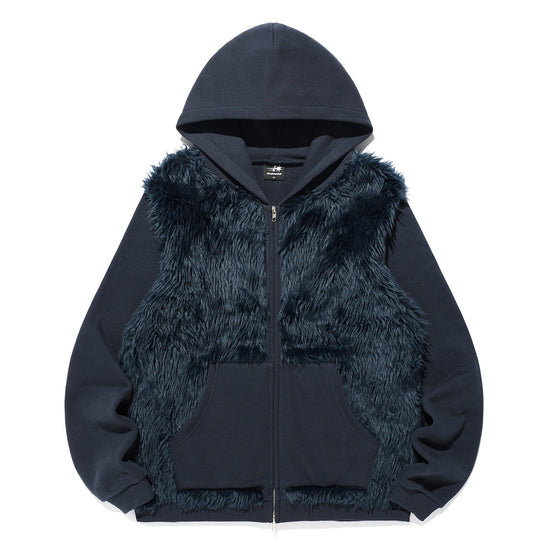 Nice Ghost Club Fur Yeti Hoodie Zip Up [Navy]