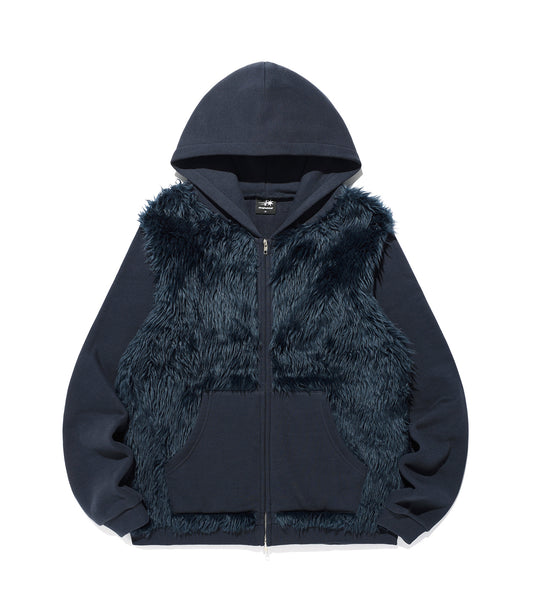 Nice Ghost Club Fur Yeti Hoodie Zip Up [Navy]