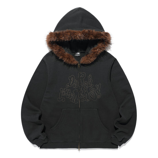 Nice Ghost Club Dark Fantasy Fur Hoodie Zip Up