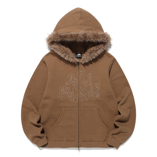 Nice Ghost Club Dark Fantasy Fur Hoodie Zip Up