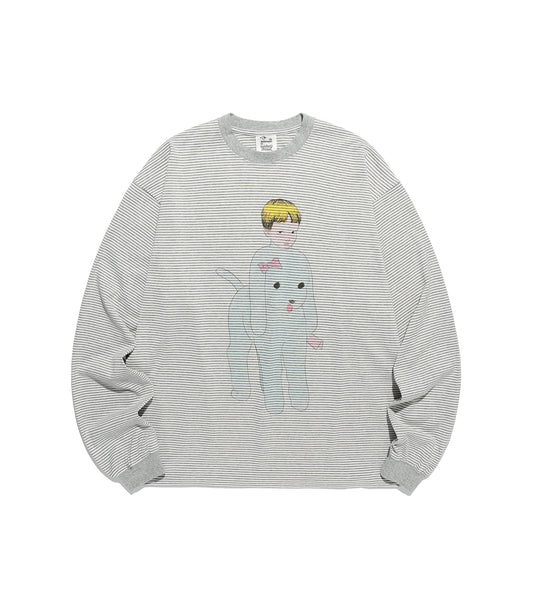 Nice Ghost Club Gakiya Isamu Stripe Big Big Long Sleeve Tee [Grey]