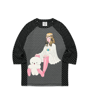 Nice Ghost Club Gakiya Isamu Stripe 3/4 Sleeve Tee [Black]