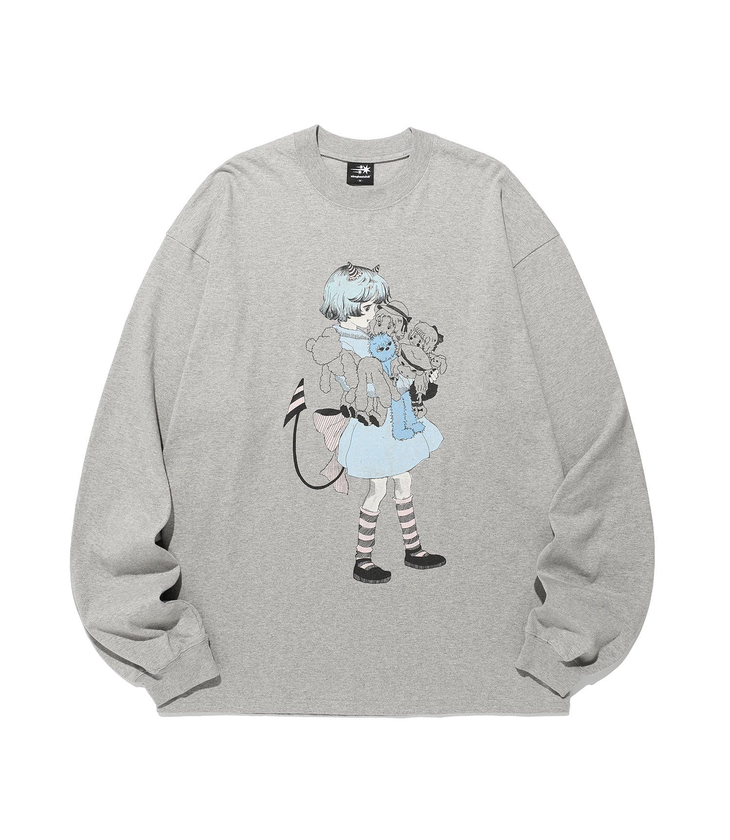 Nice Ghost Club Little Devil Girl Big Big Long Sleeve Tee [Grey]