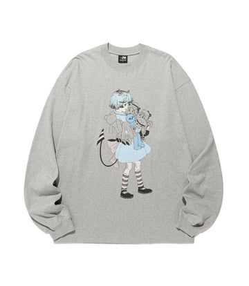 Nice Ghost Club Little Devil Girl Big Big Long Sleeve Tee [Grey]