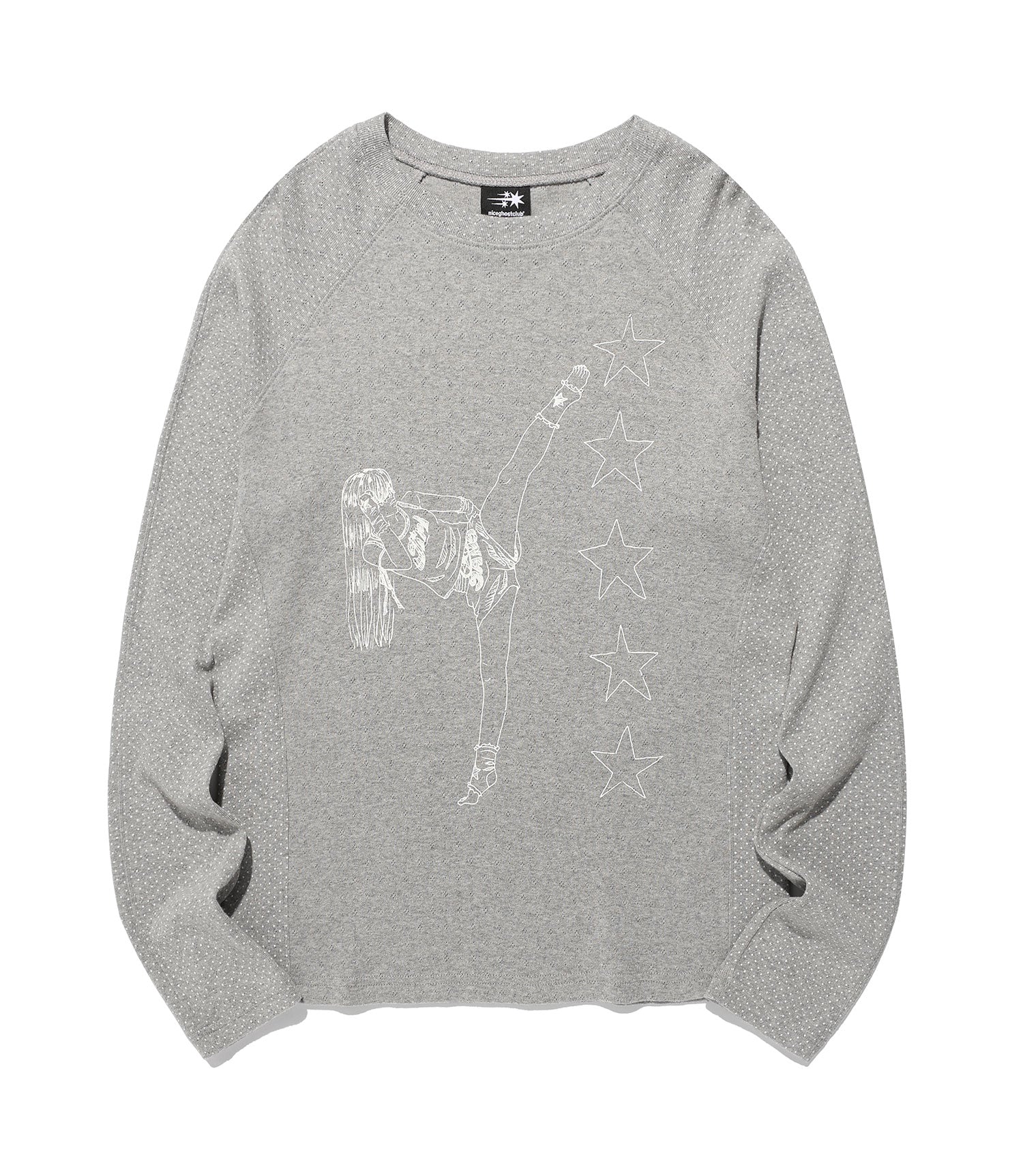Nice Ghost Club Girl Gang Star Slim Long Sleeve Tee [Grey]