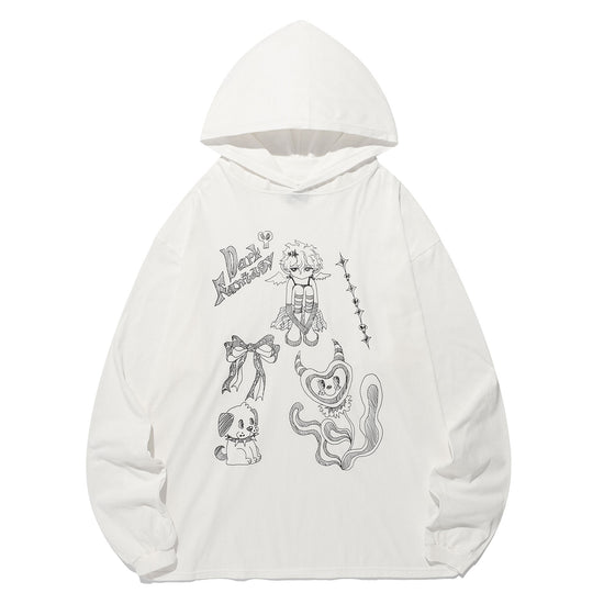 Nice Ghost Club Doodle Big Big Long Sleeve Hoodie