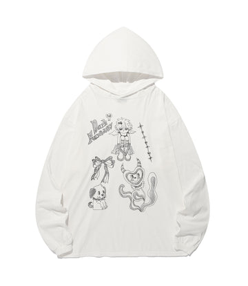 Nice Ghost Club Doodle Big Big Long Sleeve Hoodie