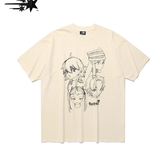 Nice Ghost Club Ghost Angels Head Sketch Pigment Big Big Tee [White]