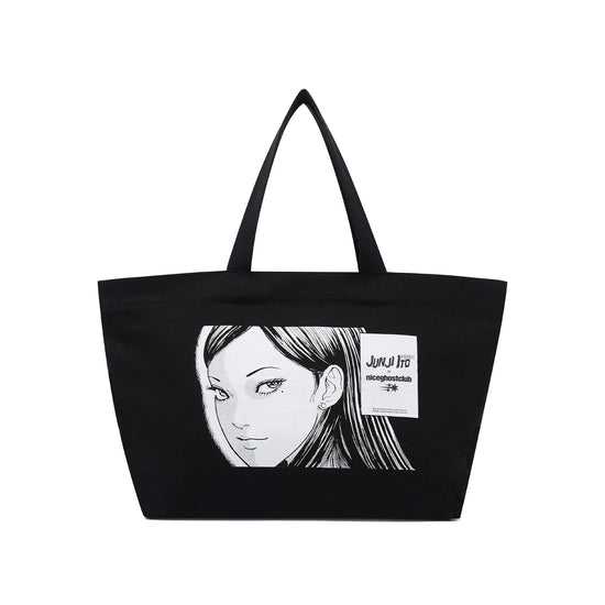 Nice Ghost Club Junji Ito Maniac Tomie Logo Big Tote Bag [Black]
