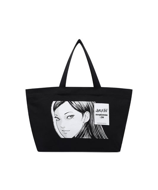 Nice Ghost Club Junji Ito Maniac Tomie Logo Big Tote Bag [Black]