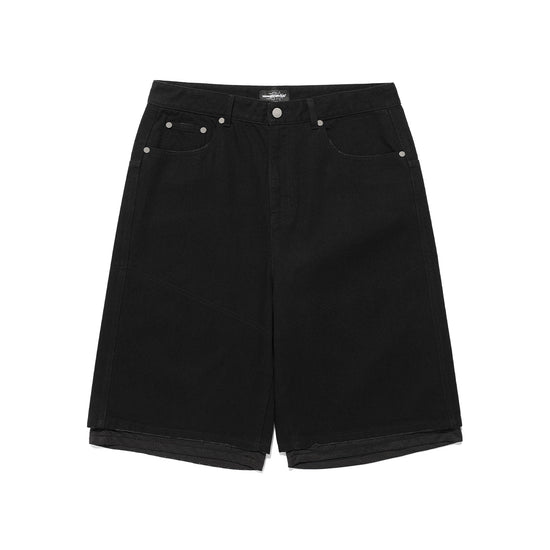 Nice Ghost Club Layered Mesh Denim Shorts