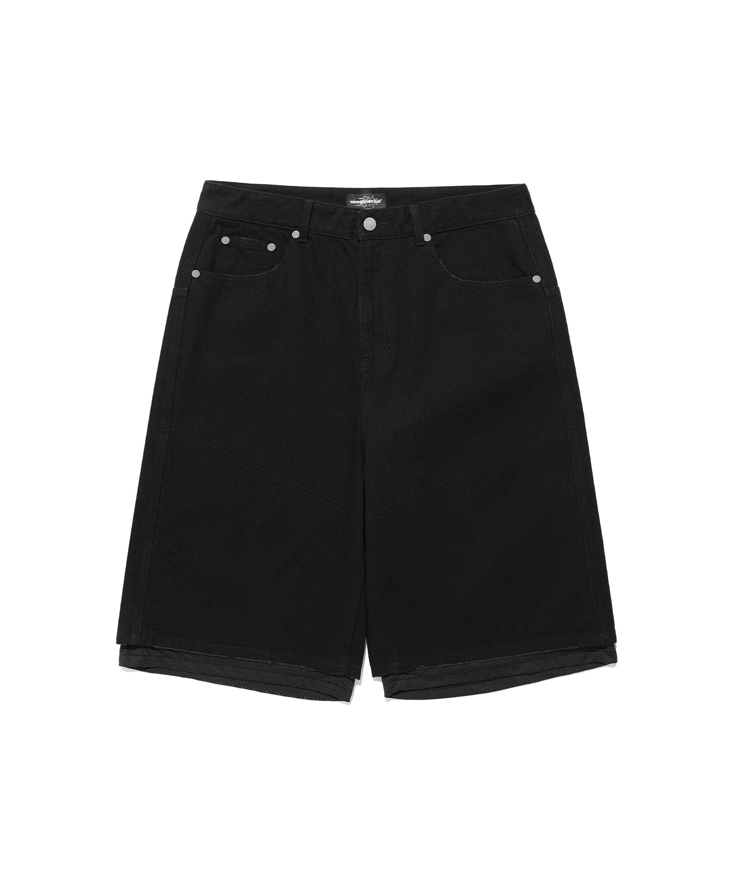 Nice Ghost Club Layered Mesh Denim Shorts