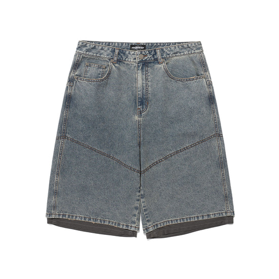 Nice Ghost Club Layered Mesh Denim Shorts