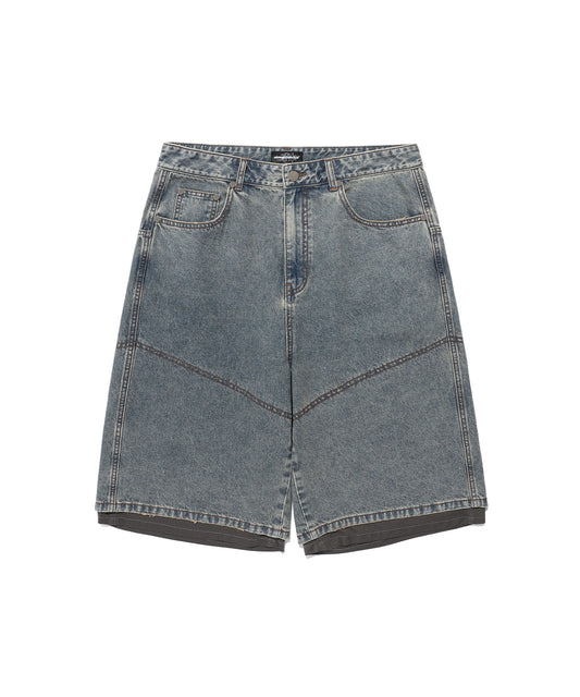 Nice Ghost Club Layered Mesh Denim Shorts