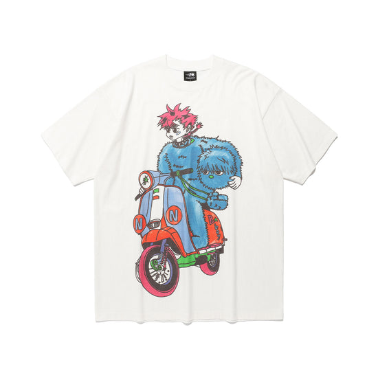 Nice Ghost Club Motorcycle Blue Boy Big Big Tee [White]