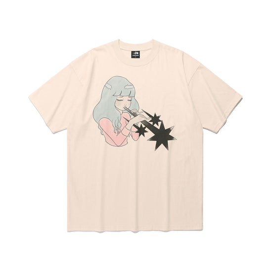 Nice Ghost Club Girl Blowing Symbol Big Tee [Beige]