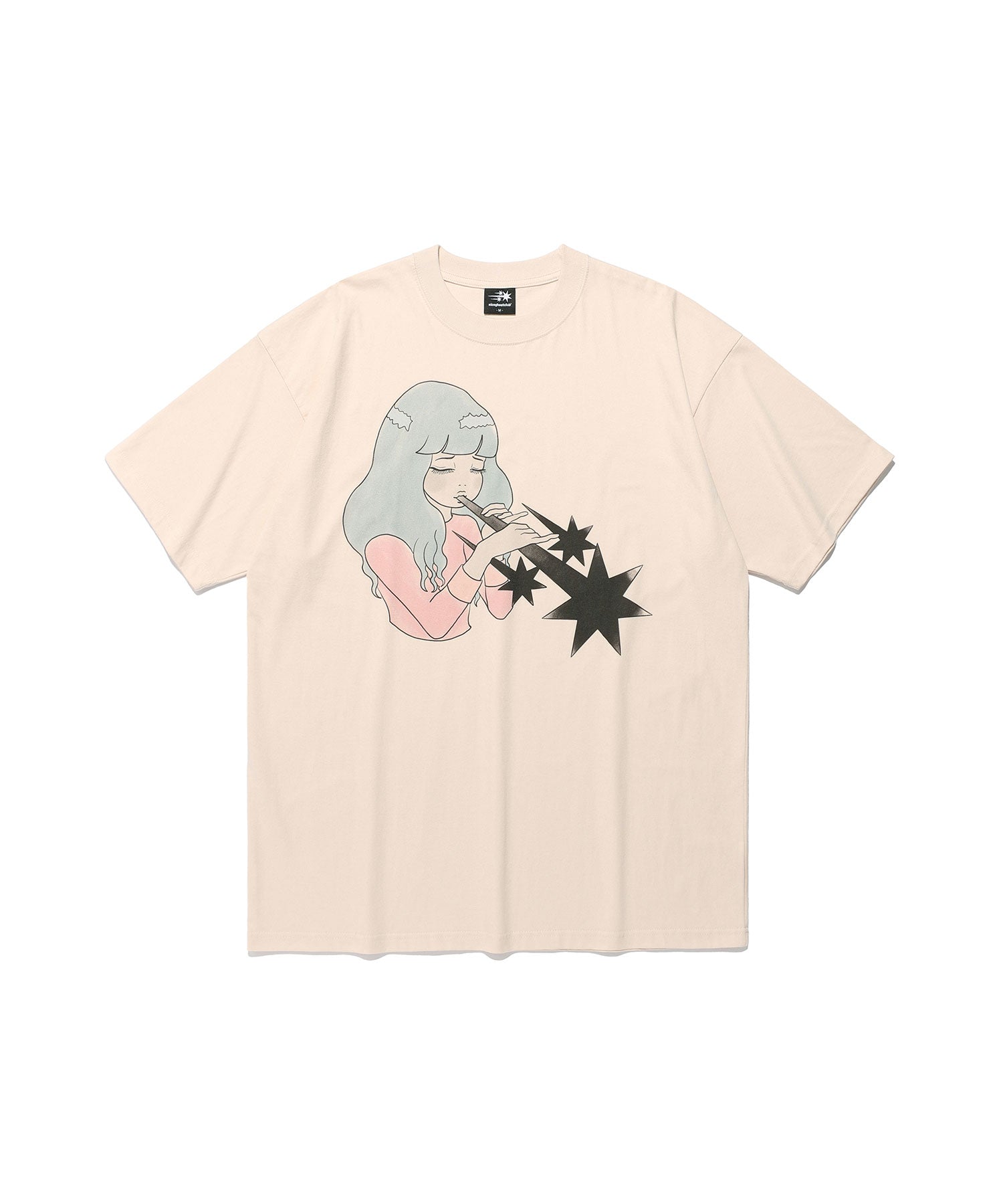 Nice Ghost Club Girl Blowing Symbol Big Tee [Beige]