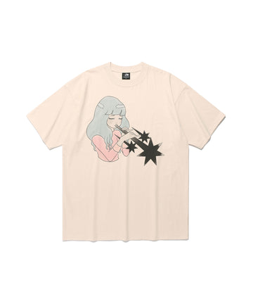 Nice Ghost Club Girl Blowing Symbol Big Tee [Beige]