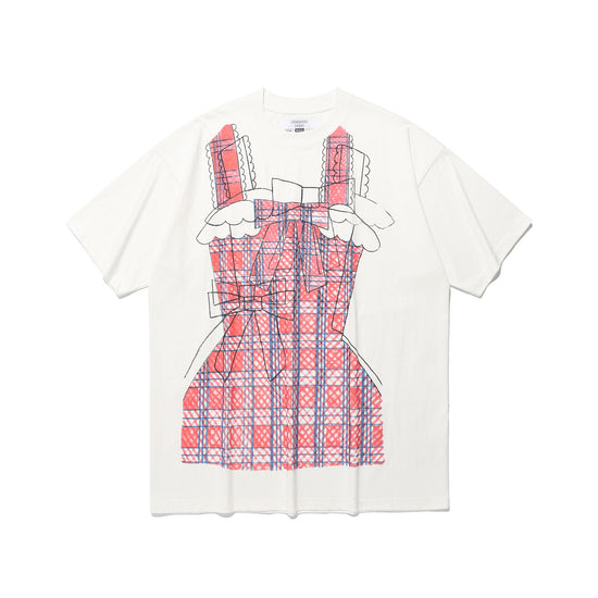 Nice Ghost Club Mimichan Ffats Check Ribbon Big Big Tee [White]