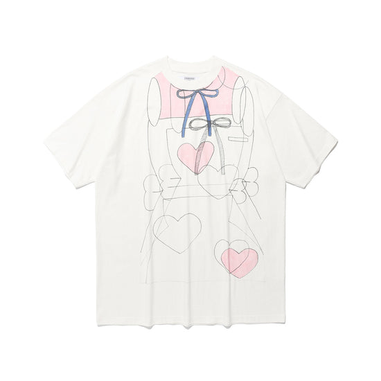 Nice Ghost Club Mimichan FFATS Pink Heart Big Big Tee [White]