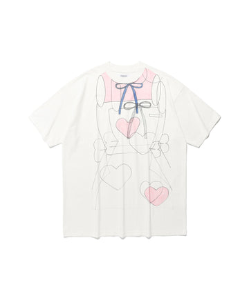 Nice Ghost Club Mimichan FFATS Pink Heart Big Big Tee [White]