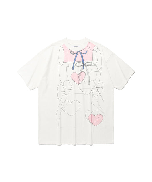 Nice Ghost Club Mimichan FFATS Pink Heart Big Big Tee [White]