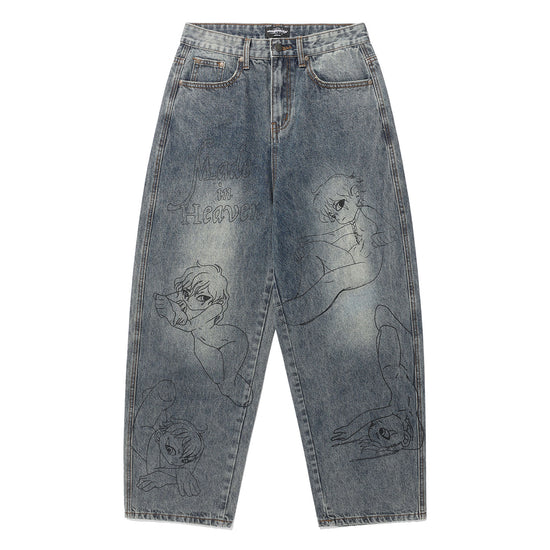 Nice Ghost Club Angels Wide Washed Jeans