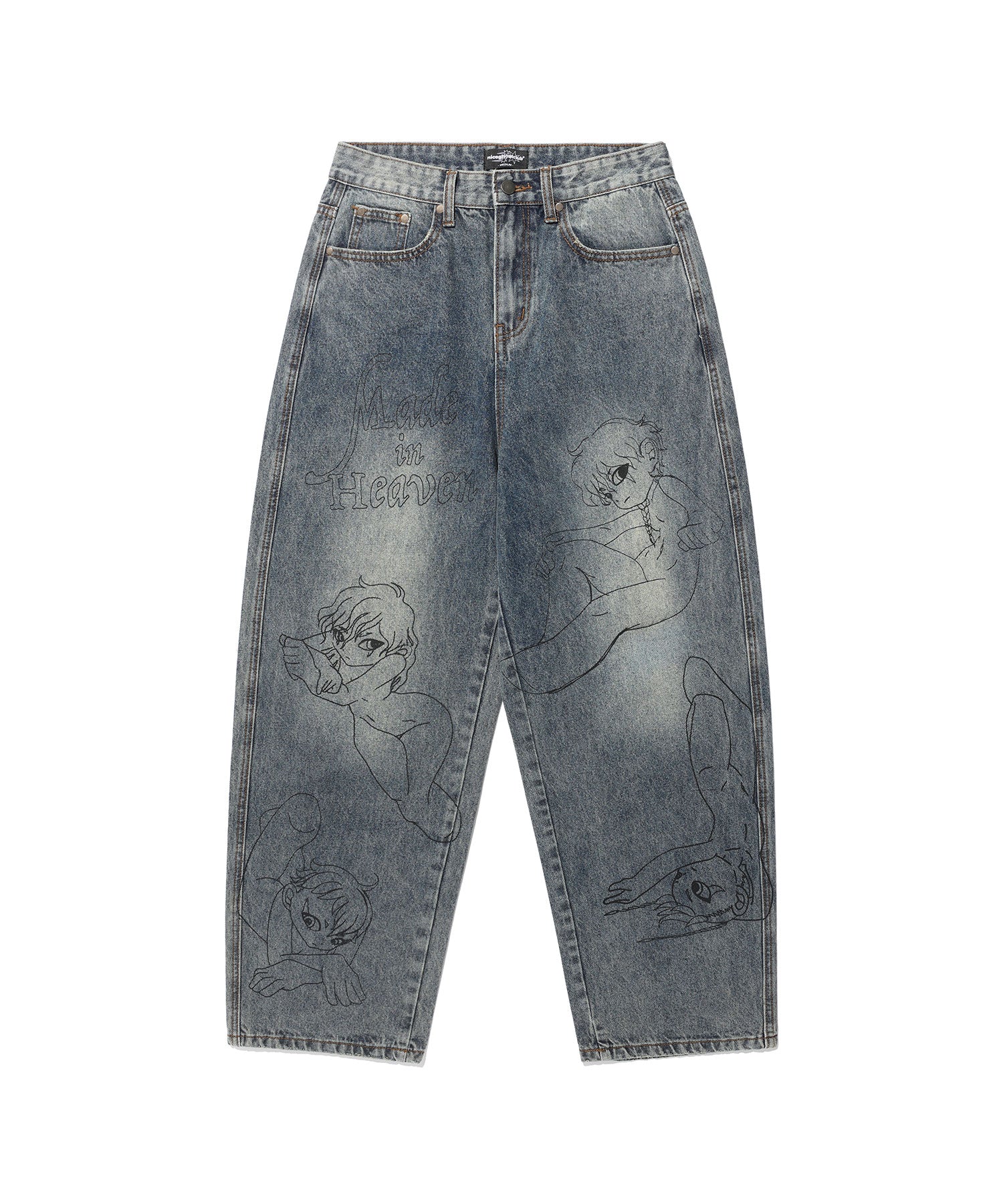 Nice Ghost Club Angels Wide Washed Jeans