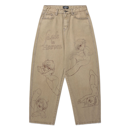 Nice Ghost Club Angels Wide Washed Jeans