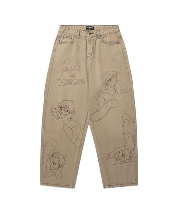 Nice Ghost Club Angels Wide Washed Jeans